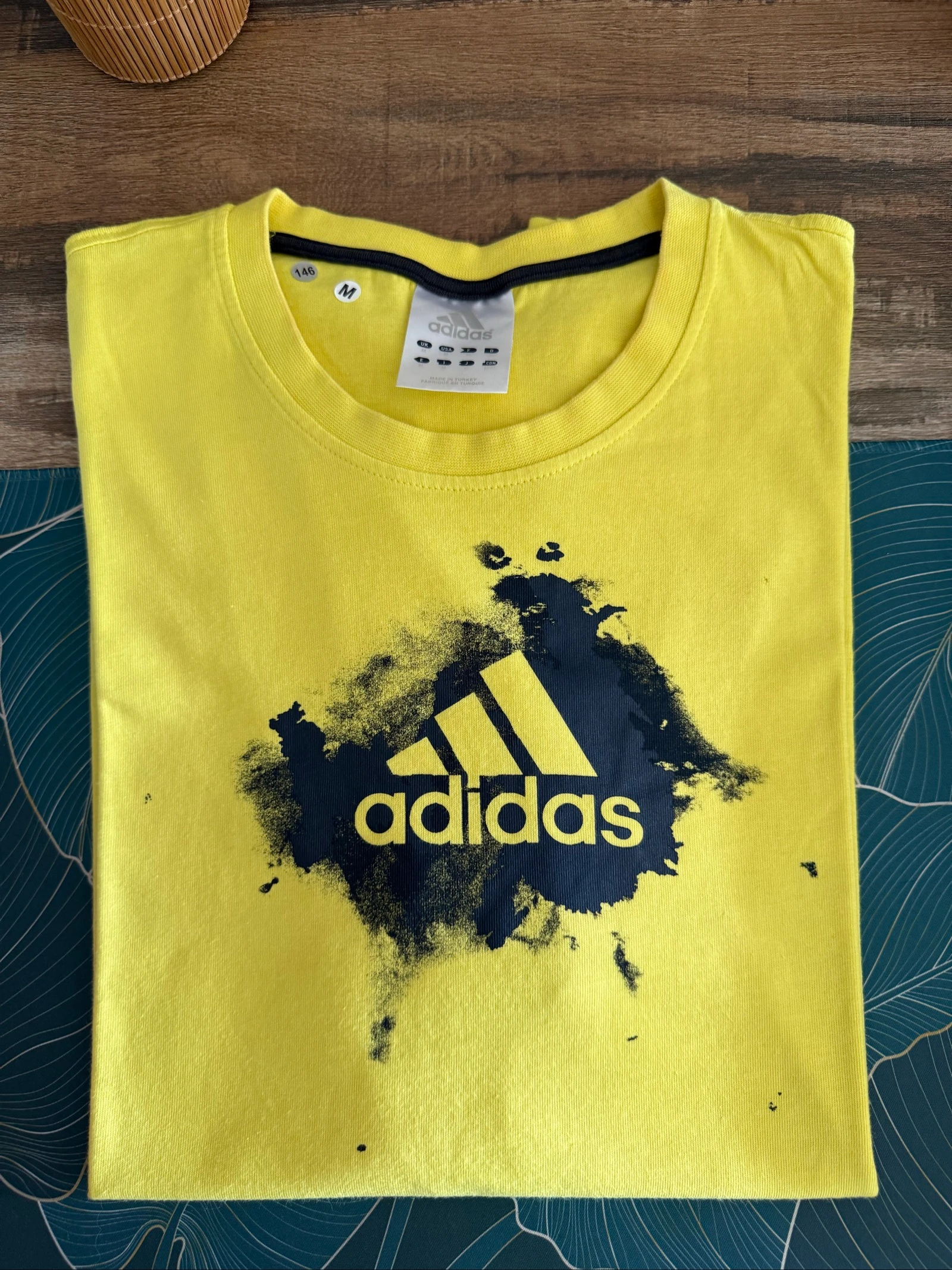 Camiseta Adidas hombre M vintage – Amarillo – Logotipo gráfico grande – Muy buen estado – photo 4